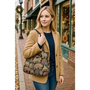 Vintage Laurel Burch All Over Cat Tapestry Purse Hobo Handbag Crazy Cat Lady 🐈